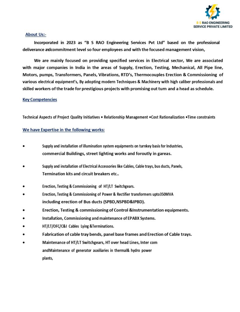 BS Rao Engineering Services Private Limited